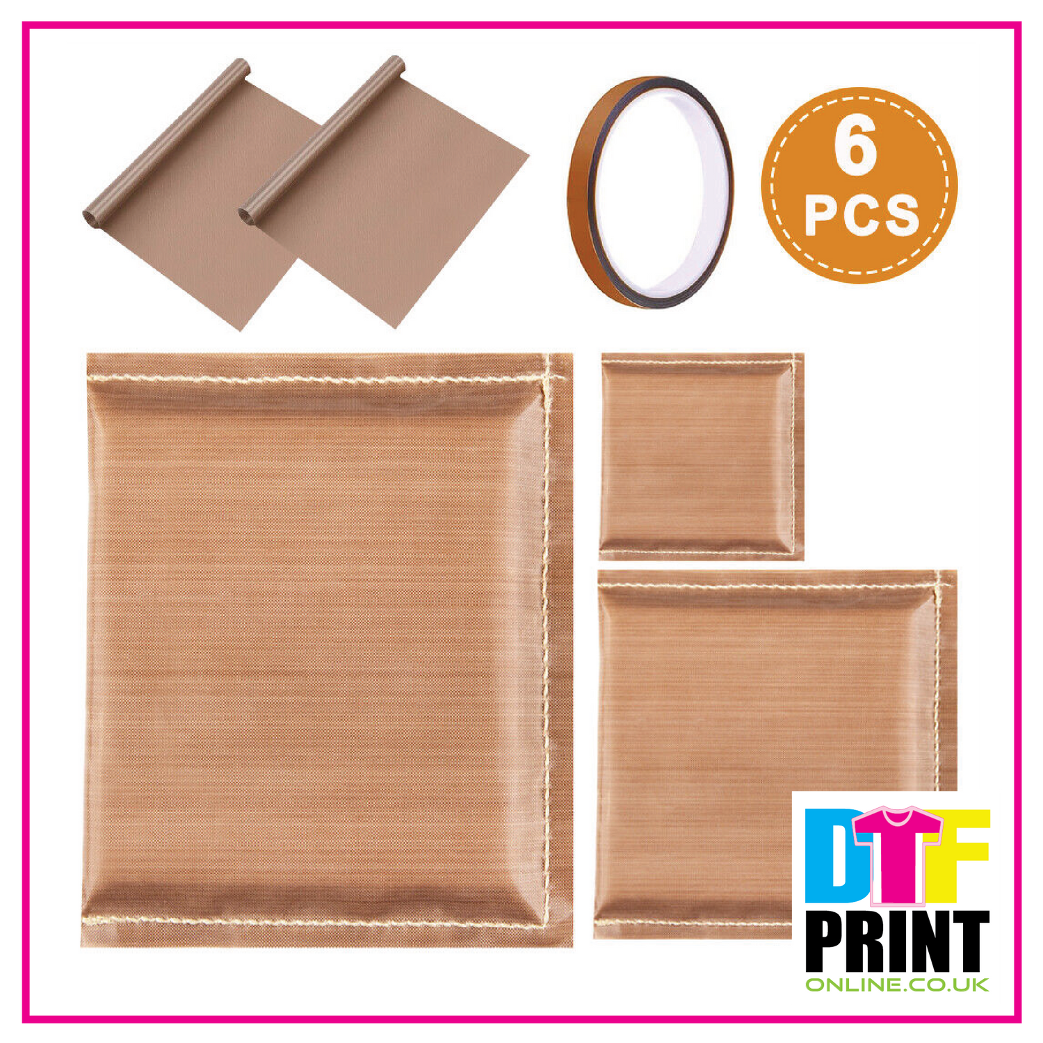 6-piece heat protection sheet and tape set for DTF pressing - DTF Print Online