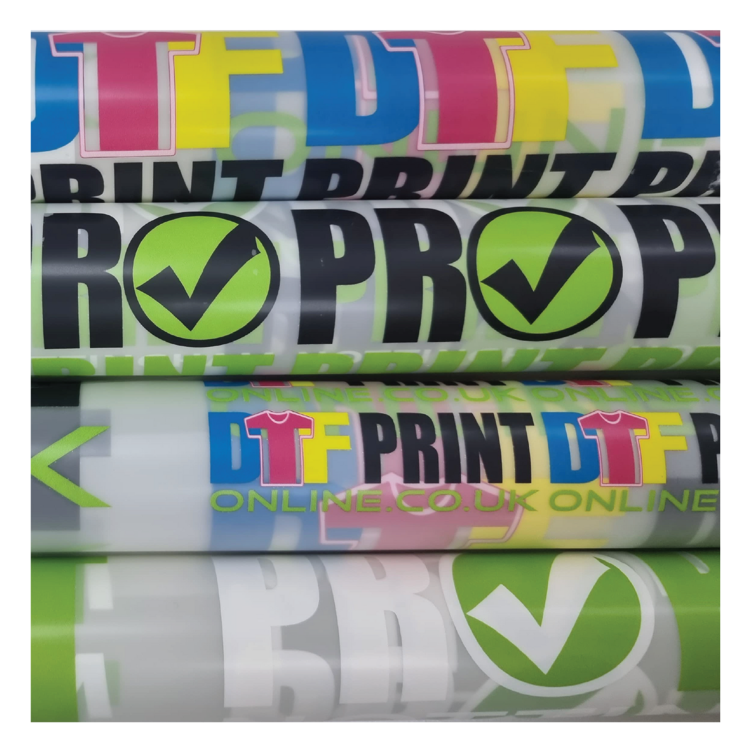 DTF transfer rolls showing DTF Print Online branding - DTF Print Online